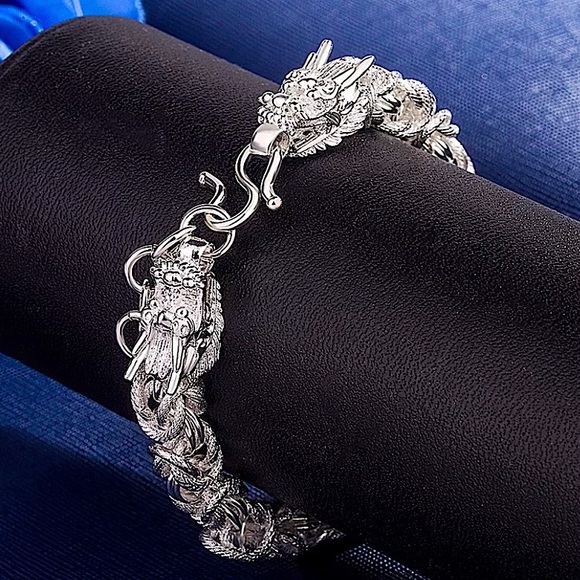 STERLING SILVER DRAGON BRACELET - Picture 2 of 7